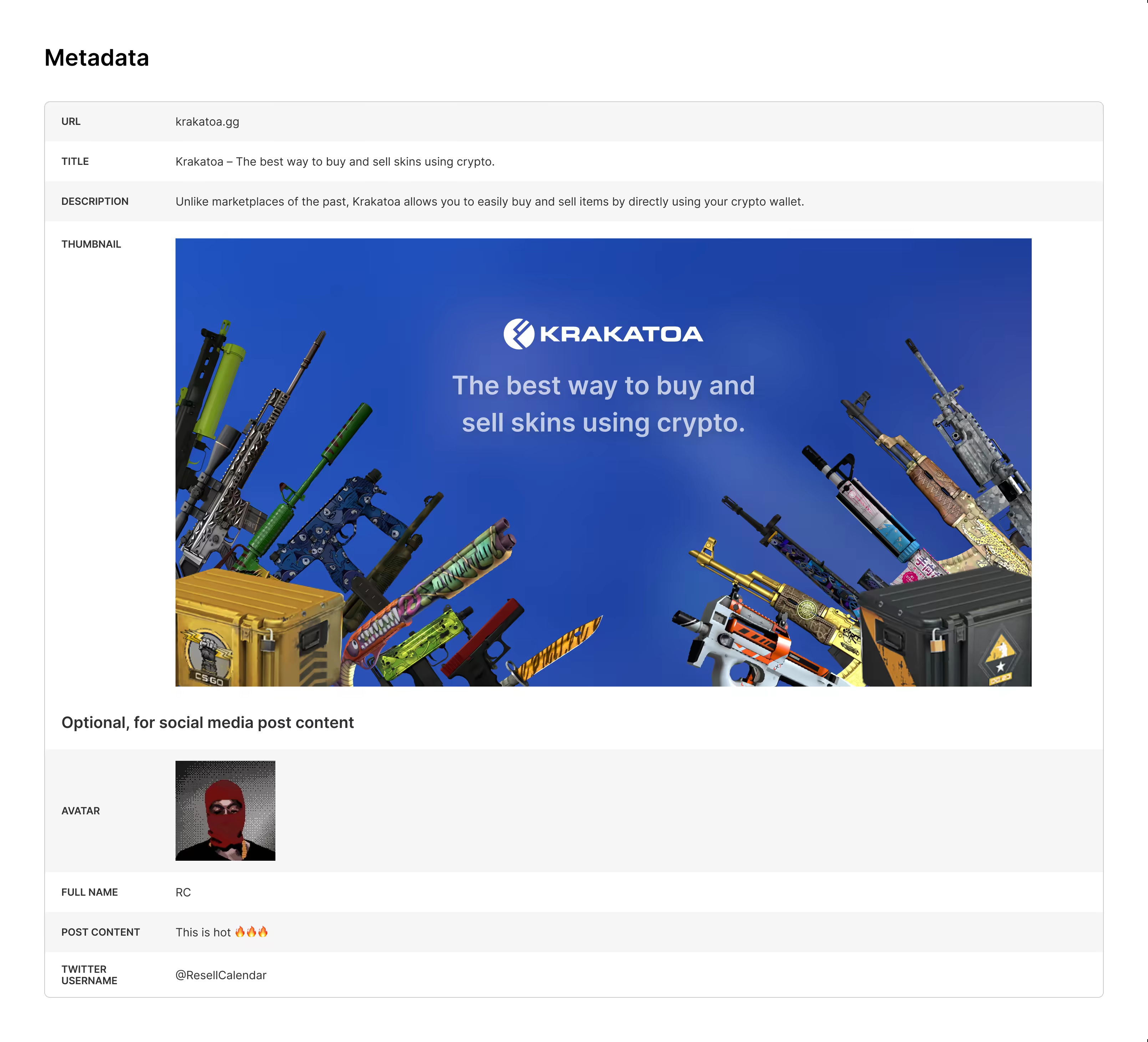 Open Graph metadata designed for every page