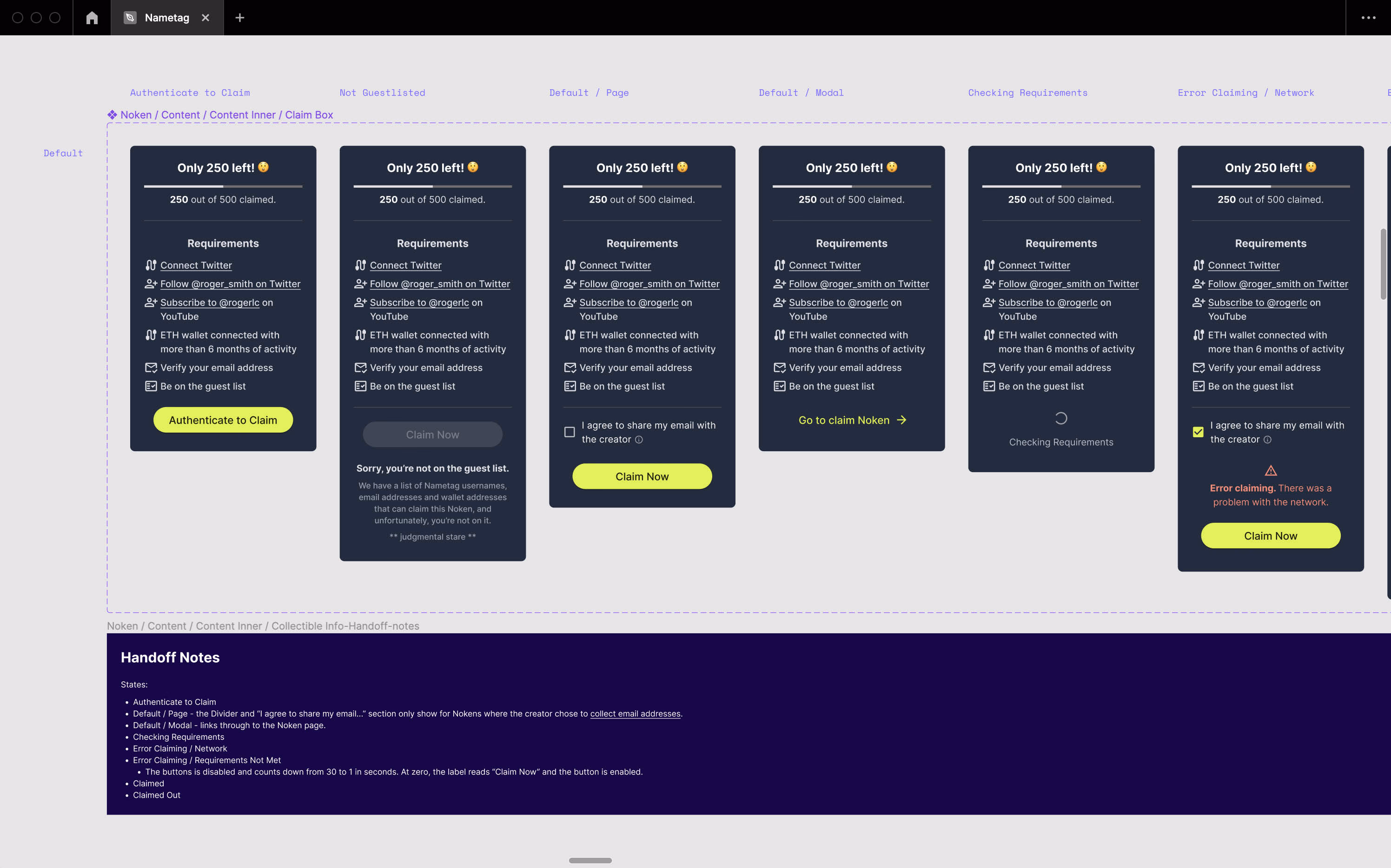 The Claim Box — dozens of states fully specced