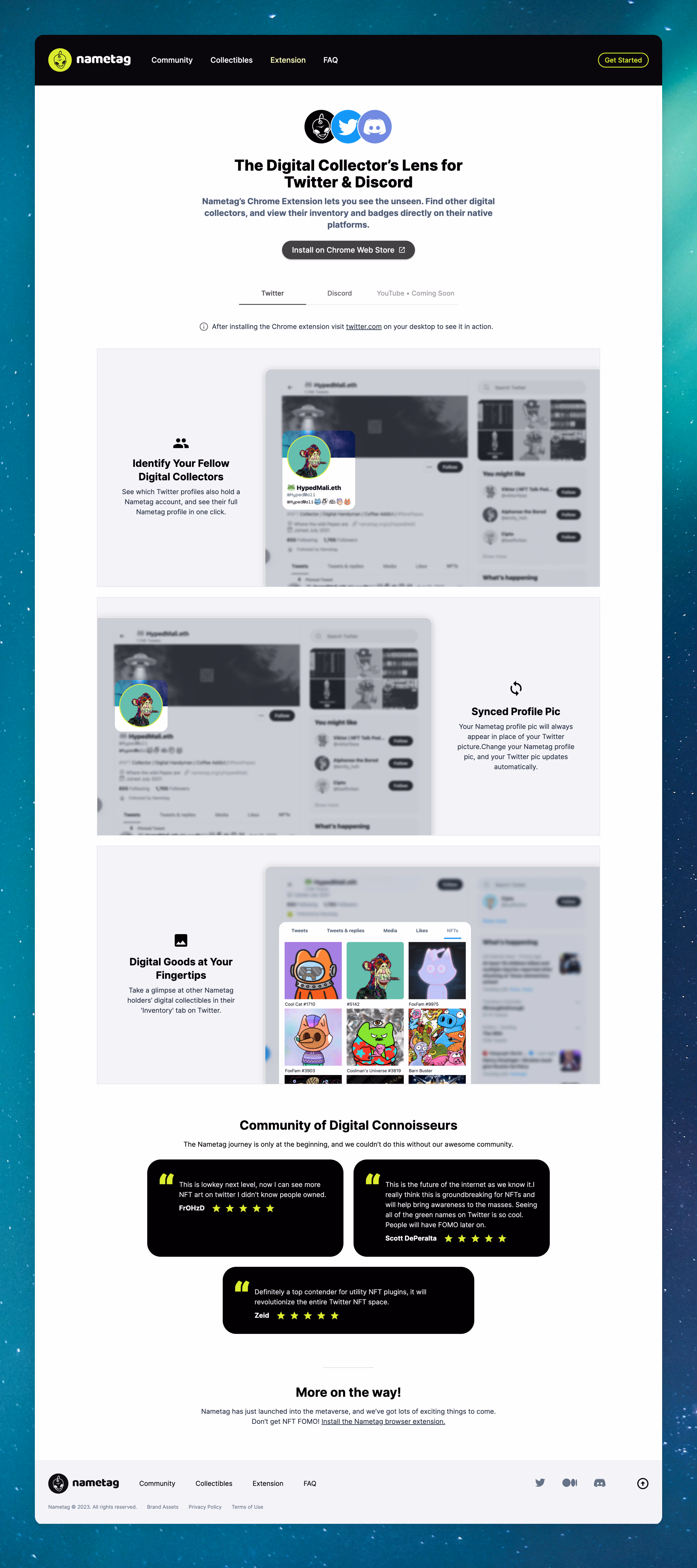 Chrome extension landing page