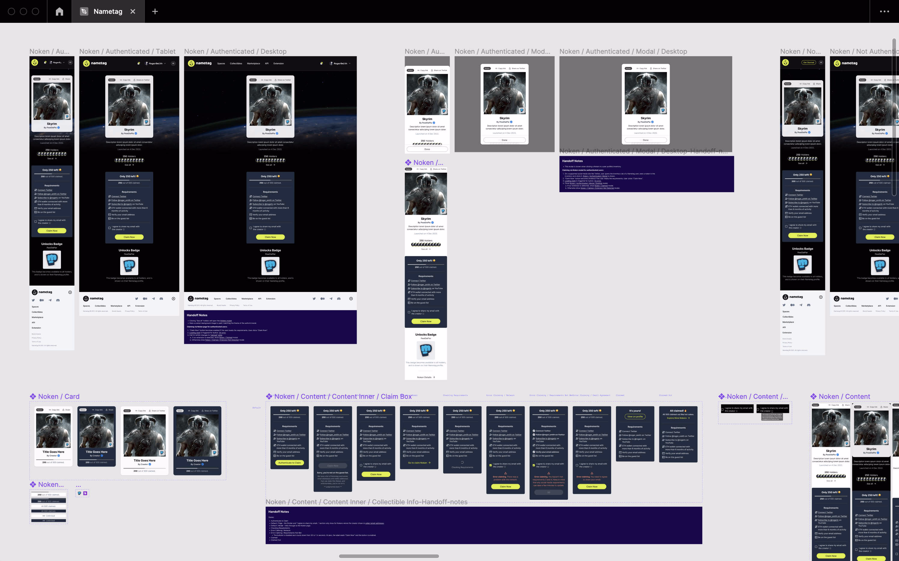 Behind the scenes — Noken page mockups and components in Figma