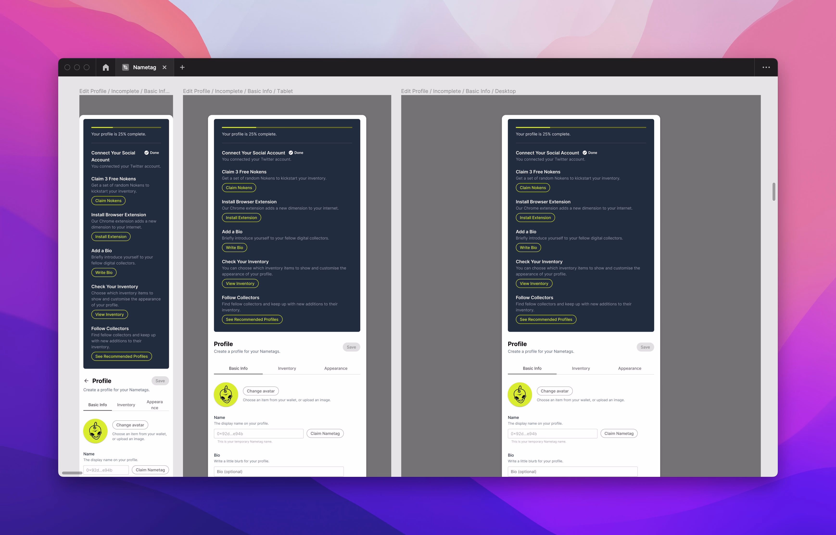 Soft completion — finalise your profile when you're ready