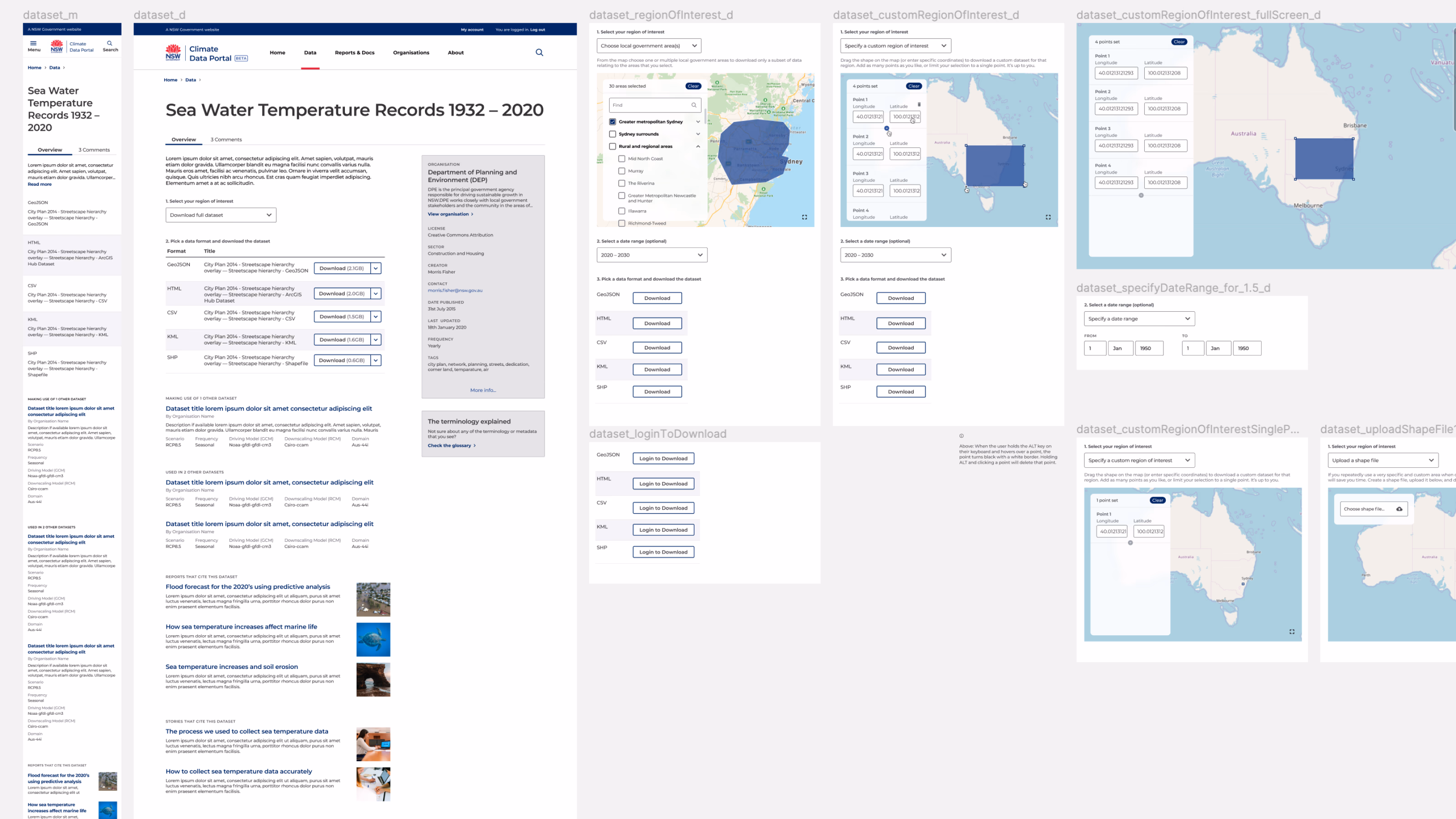 Dataset page — download the full dataset or customise by region