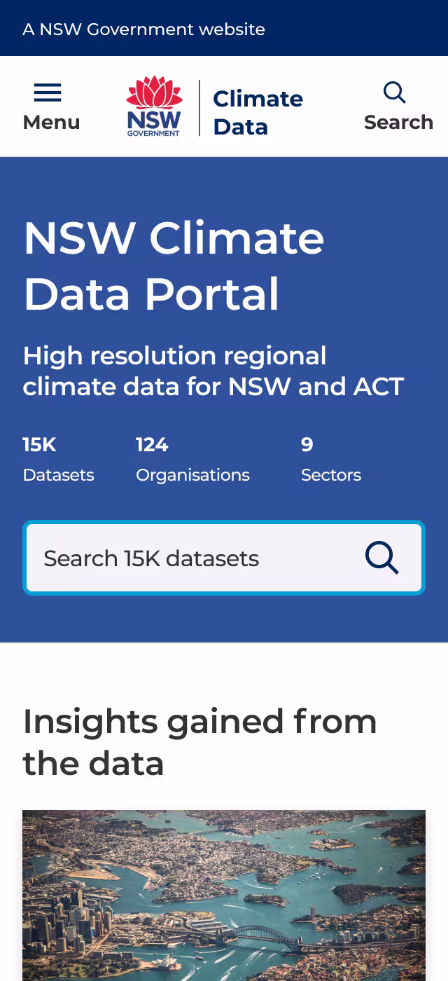 NSW Climate Data Portal mobile interface