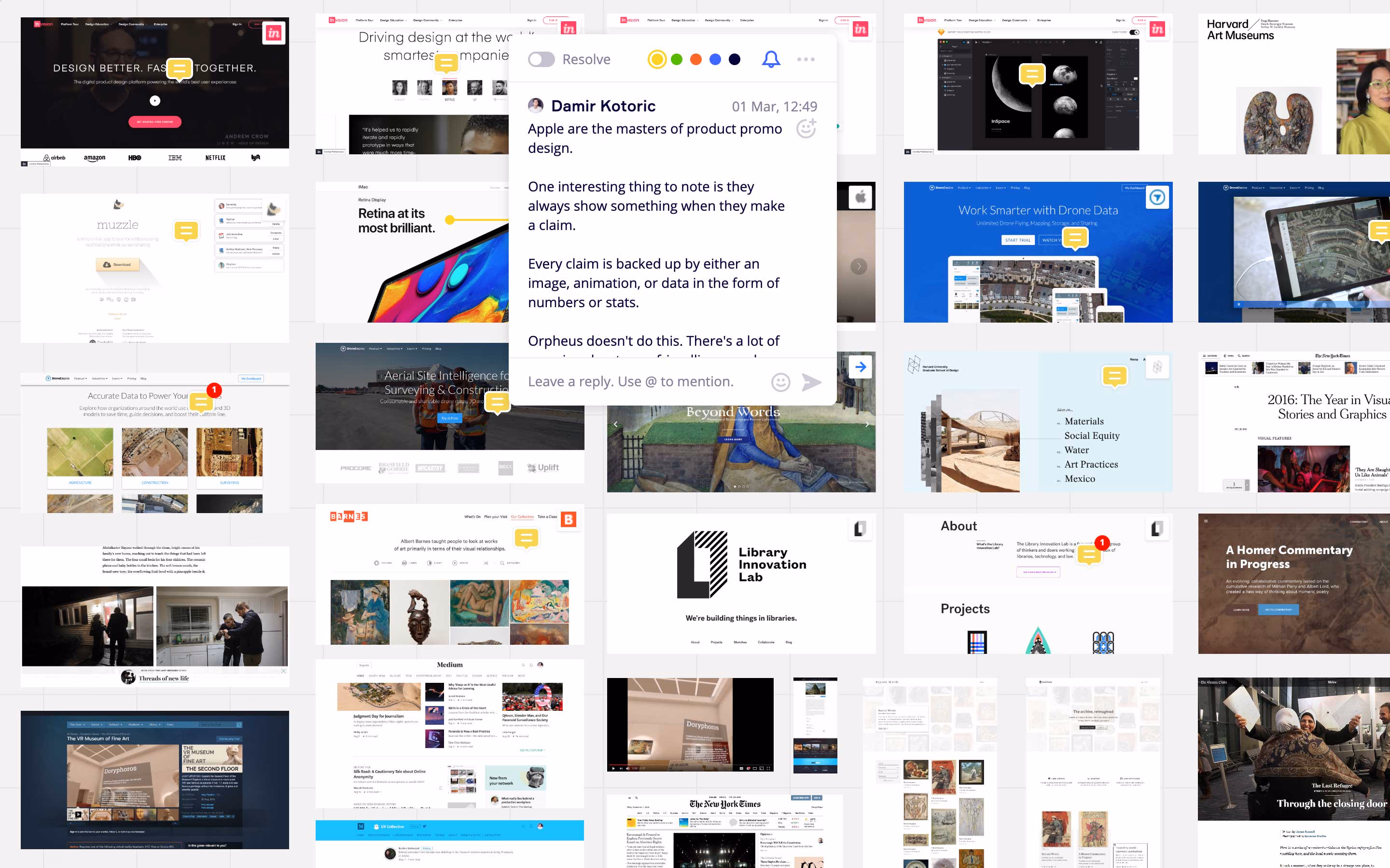 Inspiration board — syncing the team on product direction
