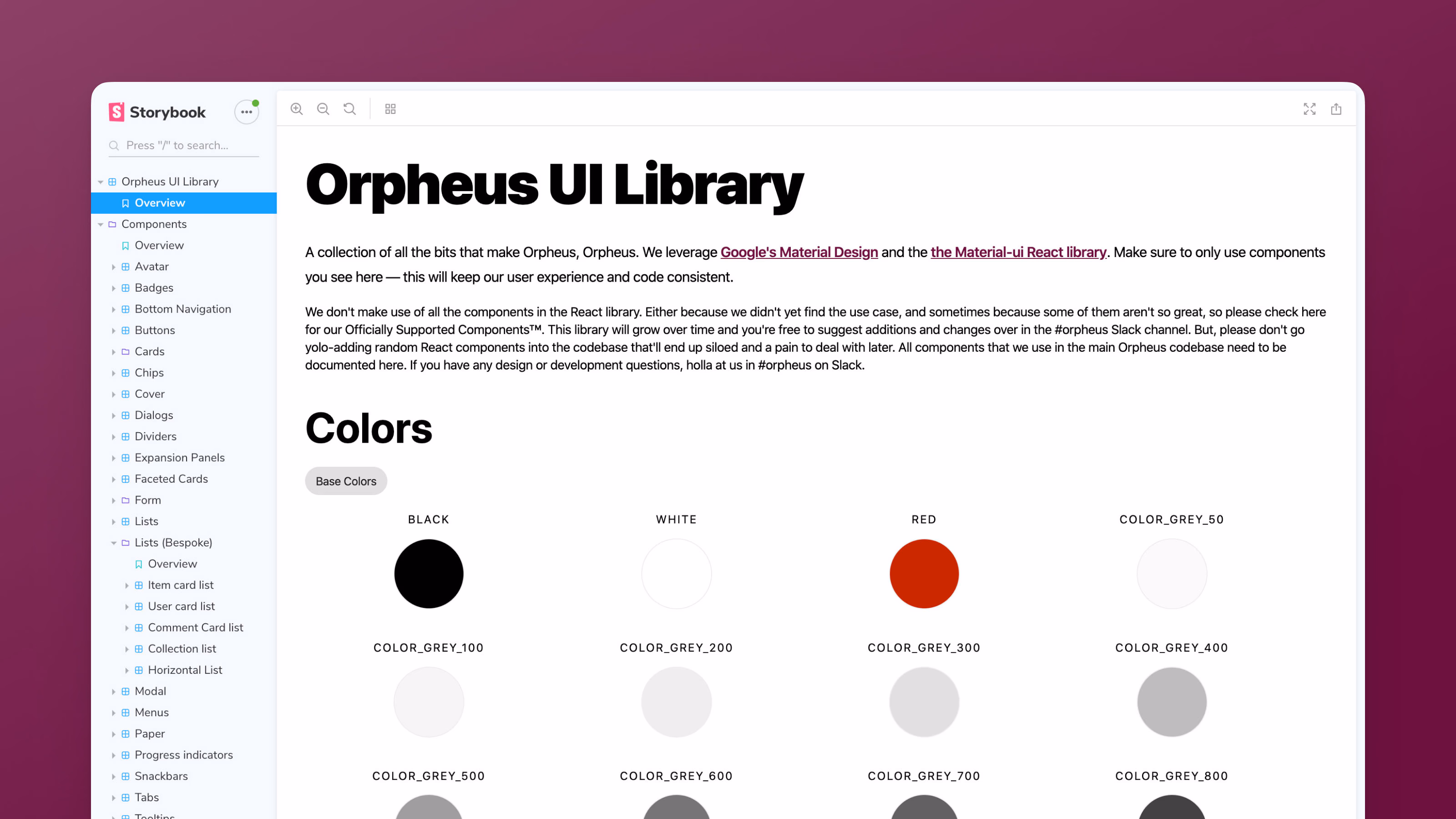 Orpheus UI library built with Storybook.js