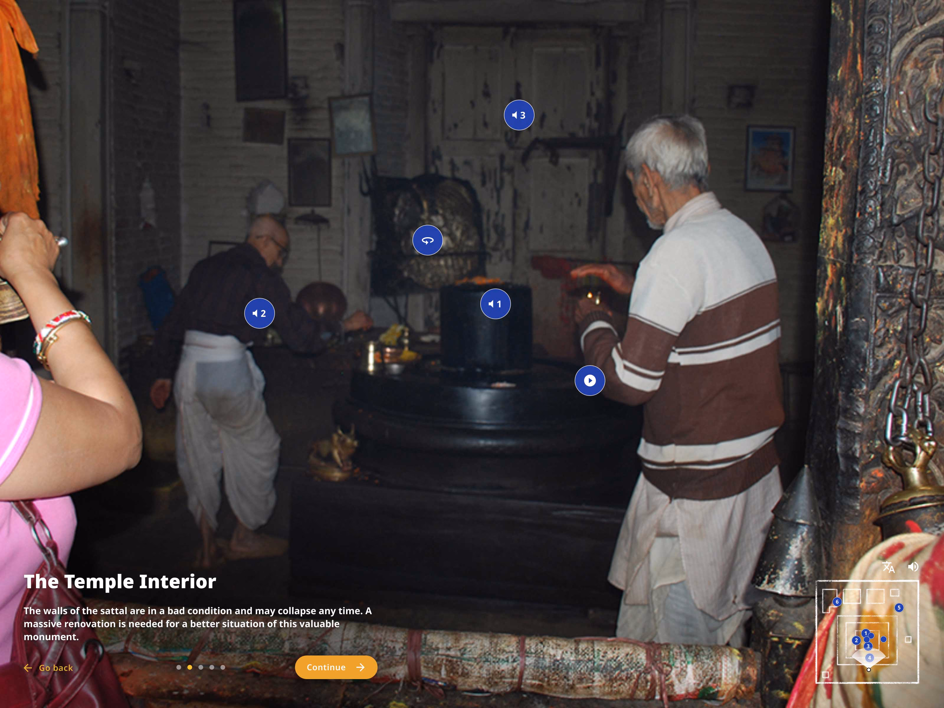 Touring the temple interior