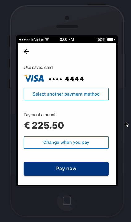 Interactive prototype used for remote user testing