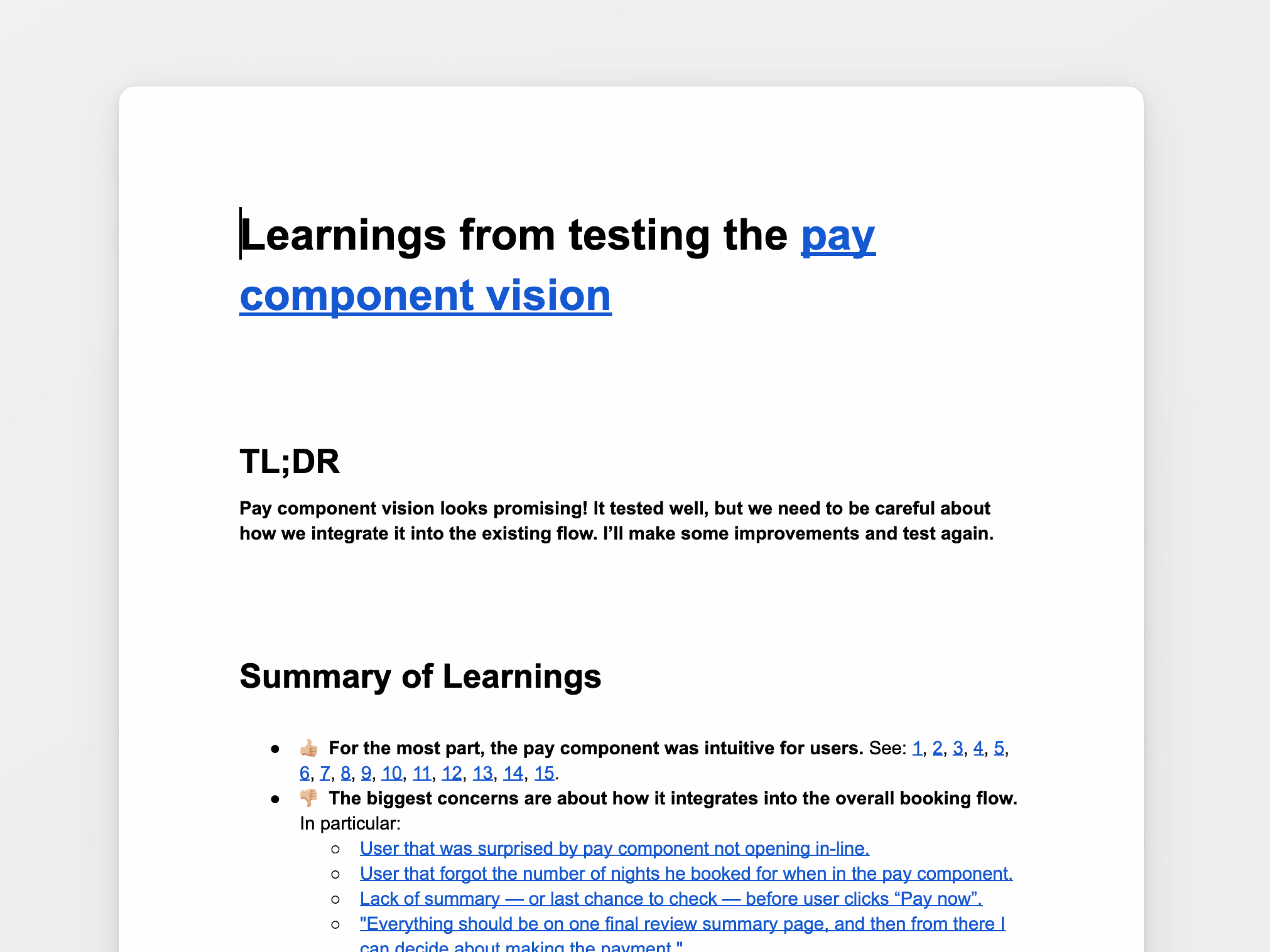 Executive summary with linked video highlights for stakeholders