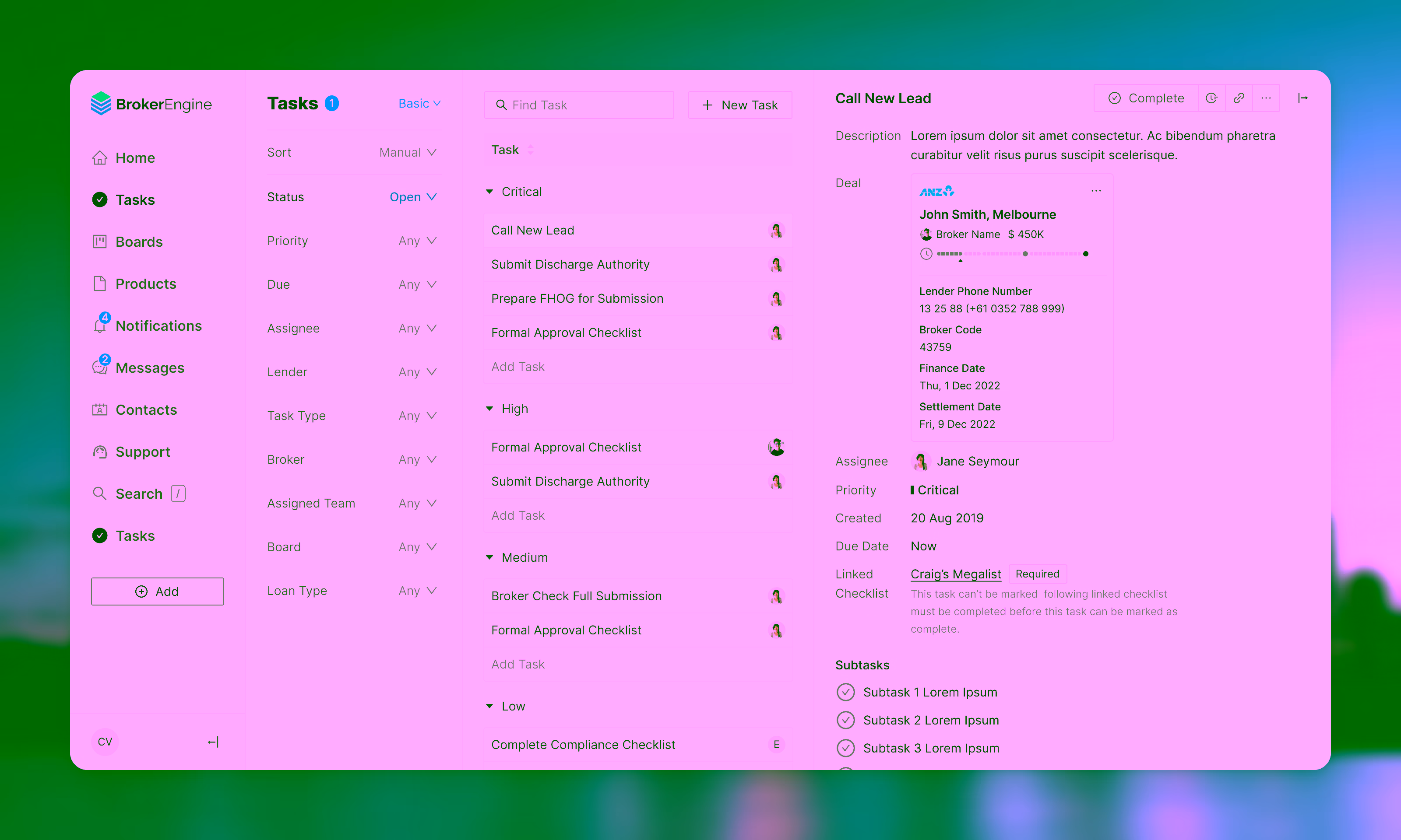 Task management interface