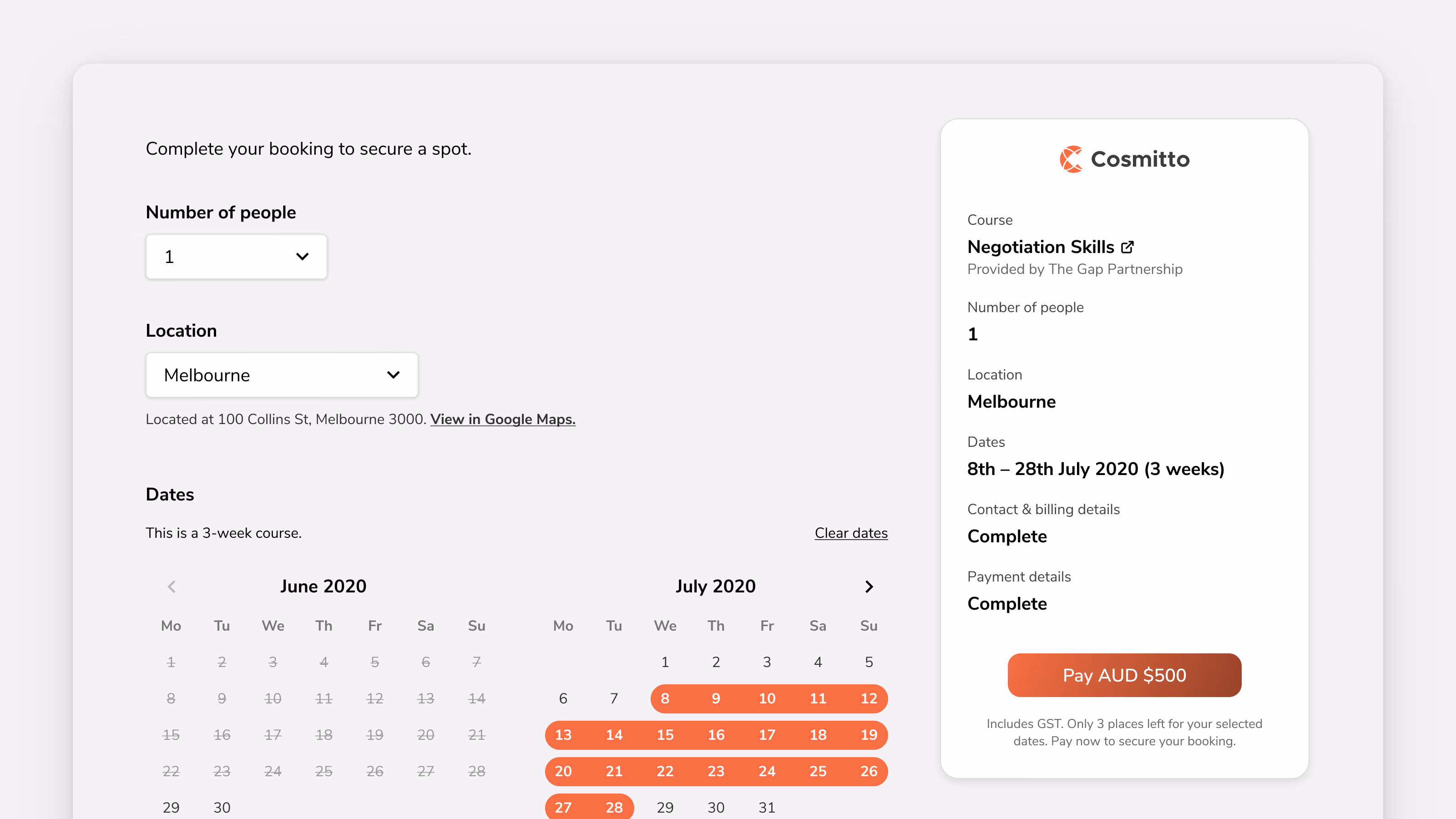 Booking flow — designed for post-MVP release