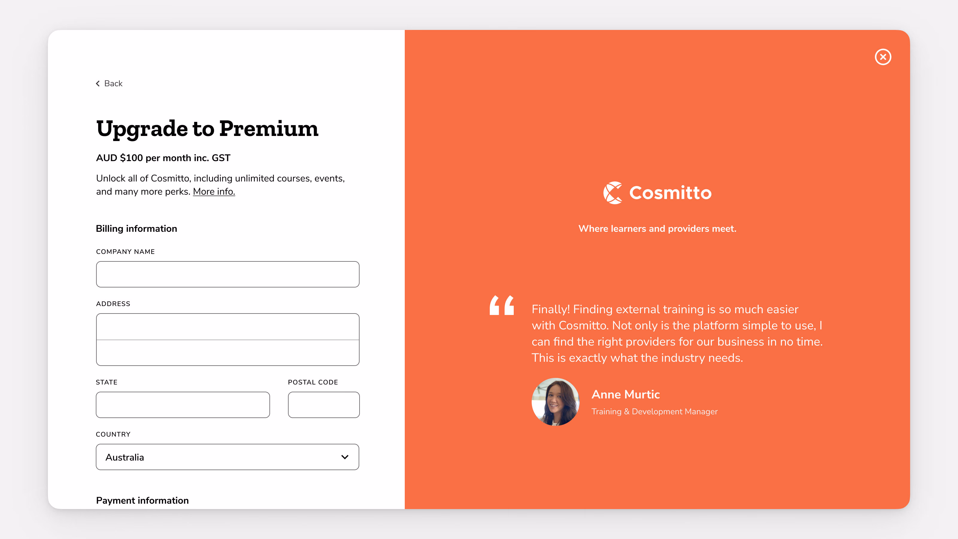 Upgrade flow for additional course slots