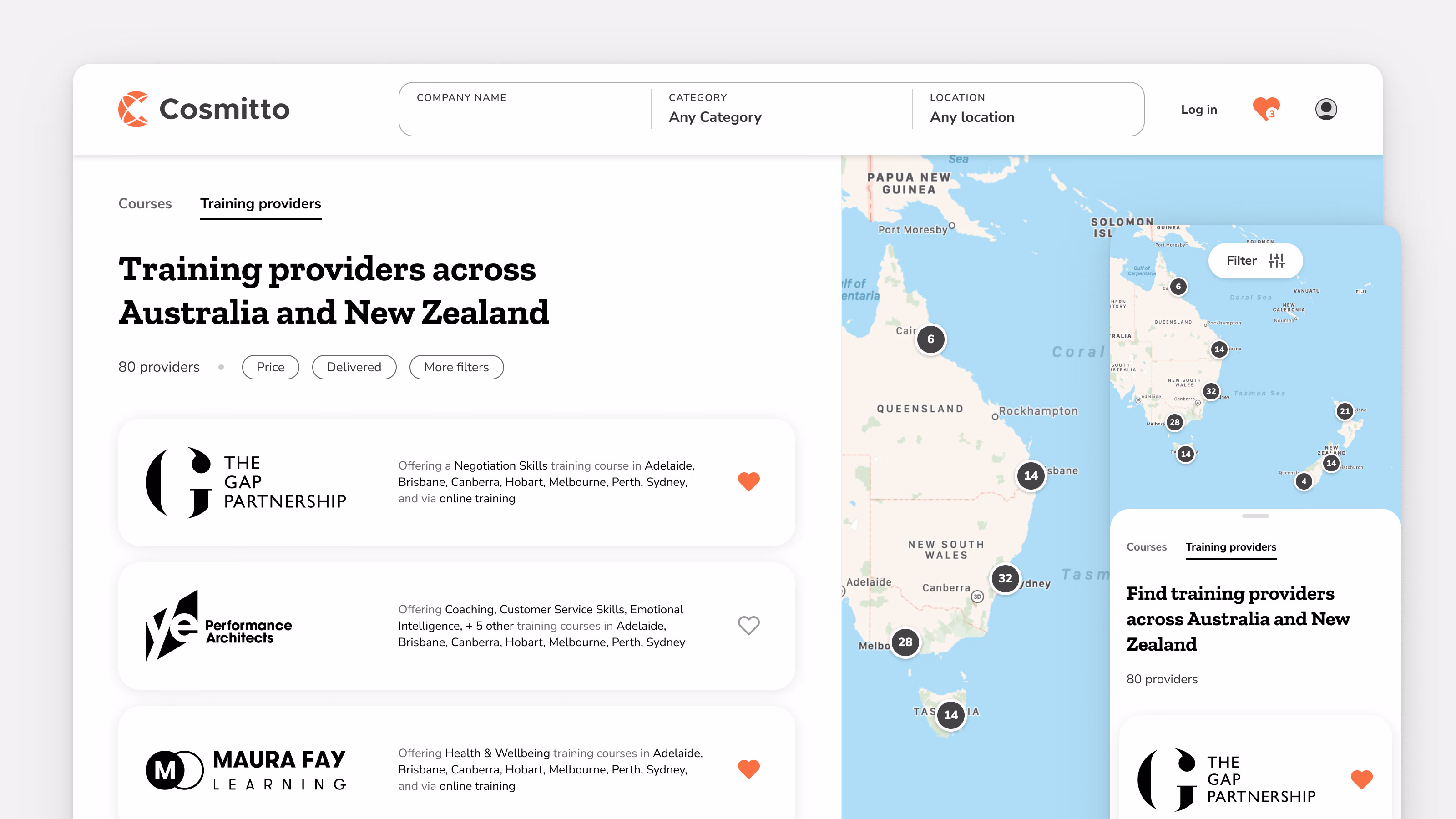 Search by category, location, and filters