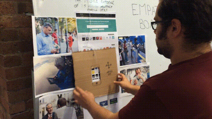 The Empathy Board — real user pain points displayed next to the company kitchen