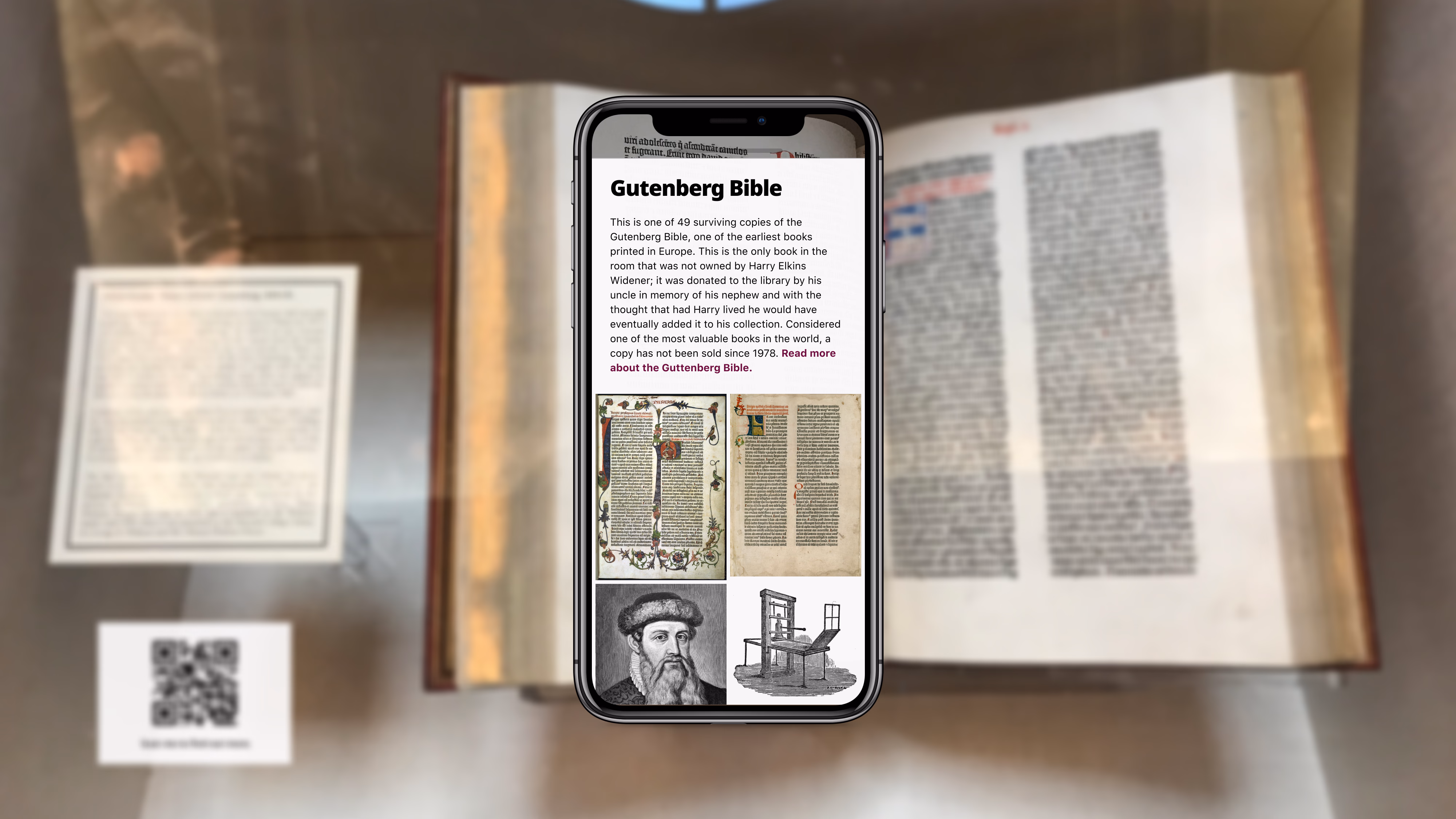 Exhibit detail — the Gutenberg Bible, one of the earliest books printed in Europe